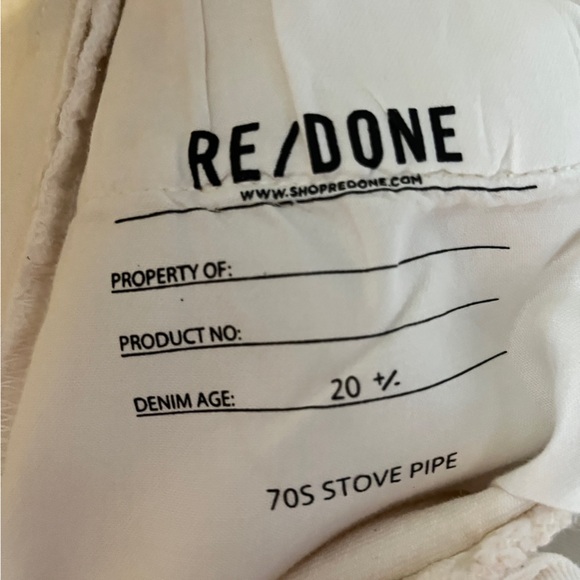NWT RE/DONE High Rise Stove Pipe Jeans Comfort Stretch Raw Hem Ecru 23 - Picture 13 of 16
